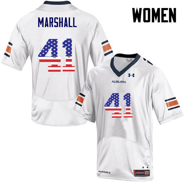 Women #41 Aidan Marshall Auburn Tigers USA Flag Fashion College Football Jerseys-White